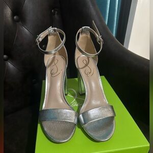Silver Ankle Strap Heels